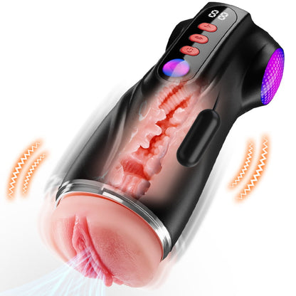 【Flitsverkoop: 30% KORTING】Daphne - Penis Pomp met 3 verwisselbare sleeves, Pocket Pussy, 9 Zuig- & 9 Vibratiemodi, Mannelijke Masturbator