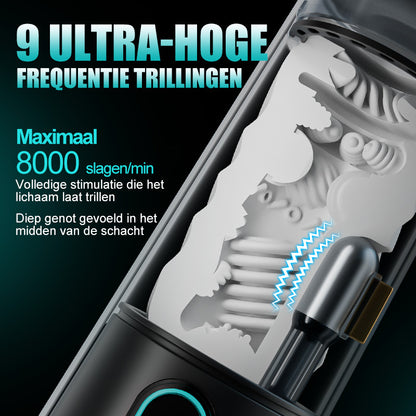 Bliss - Elektrische Masturbator Cup 9 Zuigmodi & Krachtige Vibratie 2,8x Brede Sleeve