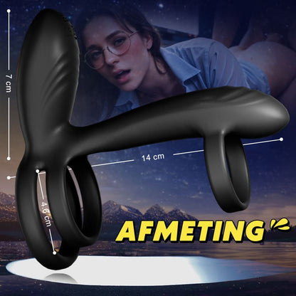 【Nieuw! 】Warren - 10 Rotaties + 10 Vibraties Premium Dual-Ring Cockring