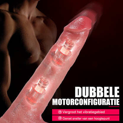 【Ontworpen voor beginners】Casimir - Realistische siliconen anale dildo van 7,4 inch met verwarmingsfunctie, stoot- en trilmodus, automatisch