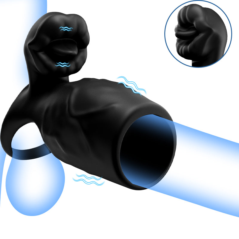 Titan - 9 Vibraties  Gesimuleerde Penis Textuur  Testikel & Penis Dubbele Chastity Ring  Seksueel Speelgoed voor Koppels