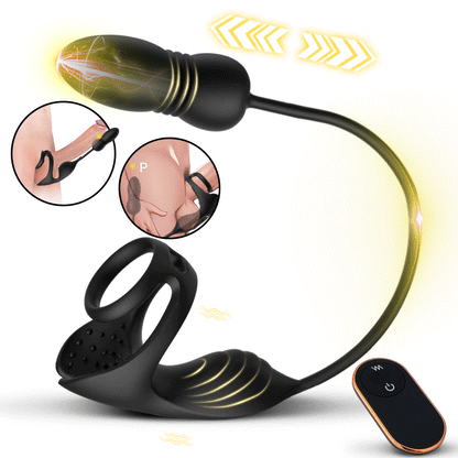 Prostaatstimulator met 9 schok- en vibratieniveaus en testikelstimulator & penisring