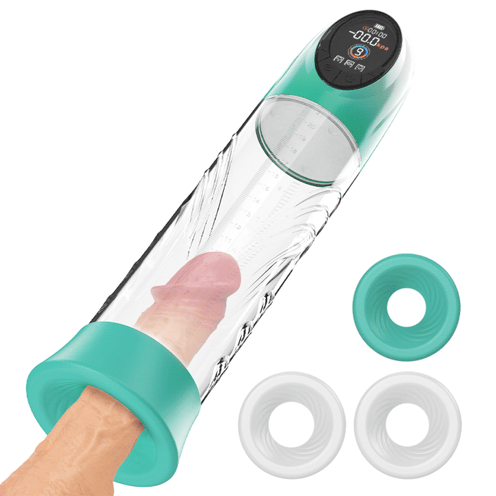 Green Pioneer - 4 drukniveaus en 9 zuigstanden Water Penispomp LCD-scherm