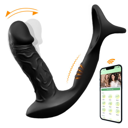 AcmeJoy 9-voudige Wiebelende & Vibrerende Anaalvibrator met App-bediening en Cockring