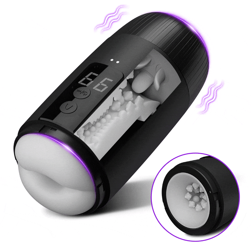 Selena - 8 Tonglikken en Klap Masturbator voor Mannen met 2 Vibratiemotoren en Massage Stroker