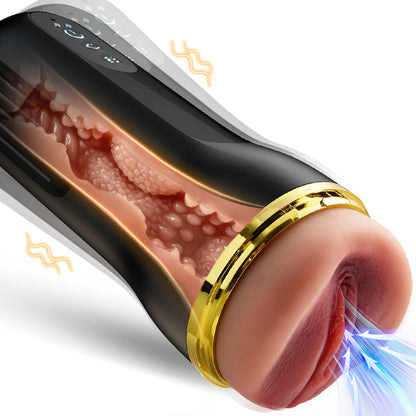 Captain - 5 Zuigen 10 Vibrerende Gesimuleerde Vagina Ingang Mannelijke Masturbatie Cups