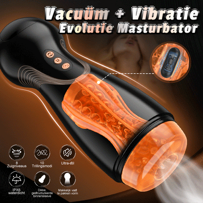 SolaceX - 8 Succion 10 Vibratie One Touch Orgasme Digitaal Vacuüm Masturbator