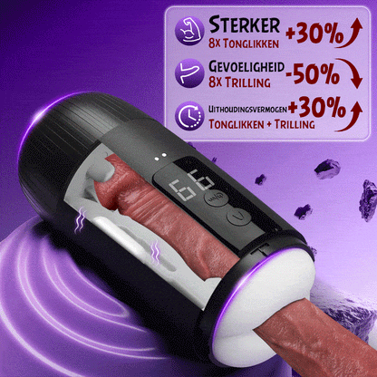 Selena - 8 Tonglikken en Klap Masturbator voor Mannen met 2 Vibratiemotoren en Massage Stroker