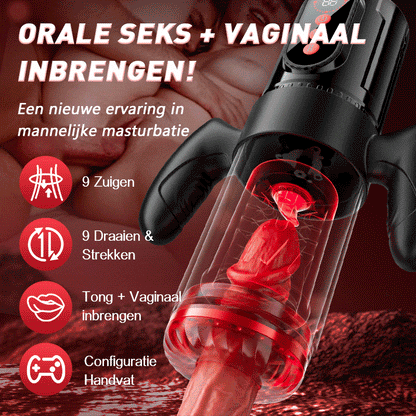 Terminator - Orale x Vaginale Seks! 9 Stretching Rotatie 9 Zuigen Met Handvat Mannelijke Masturbator