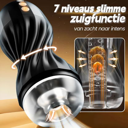 Gasvortex - 7 frequenties zuig- en vibratiemodi, draaibare behuizing, mannelijke masturbator