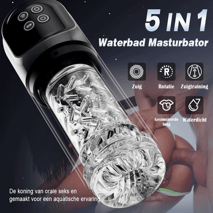 Vortex - 7 Zuigende Dubbele-Temperatuur SPA Boner Vergroter 7 Roterende 360° Massage Masturbator