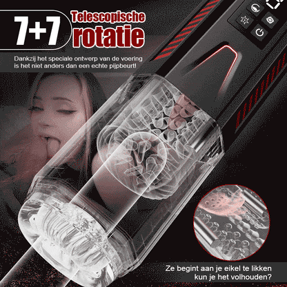 Mars - Orale Dominator 7 Vibrerend 7 Rekkend 7 Zwenkbaar 4-in-1 Masturbator met dubbele motor