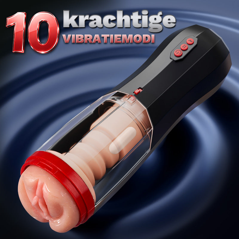 ROKA - 5 stuwstanden 10 vibraties zuigfunctie one-touch boost mannelijke masturbator voor progressieve stimulatie