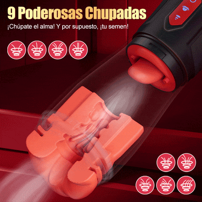 Kiss Mark -9 vibrerende, 9 zuigende, 9 roterende, hoorbare mannelijke masturbators met co