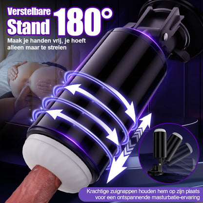 Lightspeed-7 soorten telescopische en 7 soorten draaibare zuignapsteunen, magnetische binnenste wand, 4-in-1 masturbator voor mannen