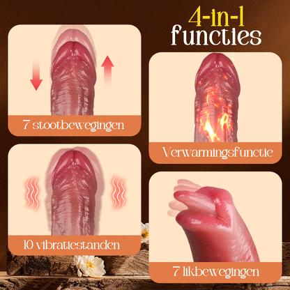 LickMax - UPGRADED 26,5 cm Langere Likkende Verwarmende Stootende Schommelende Levensechte Dildo