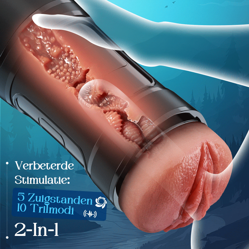 Challenger - 5 zuigniveaus, 10 vibratiemodi, mannelijke masturbator, instelbare multi-snelheid, realistische TPE-sleeve, IPX7 waterdicht