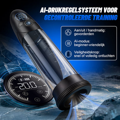 BathFun Pro - AI-drukgestuurde vacuümtrainer met 9 standen, LCD-scherm met realtime drukweergave, 58 dB pomp