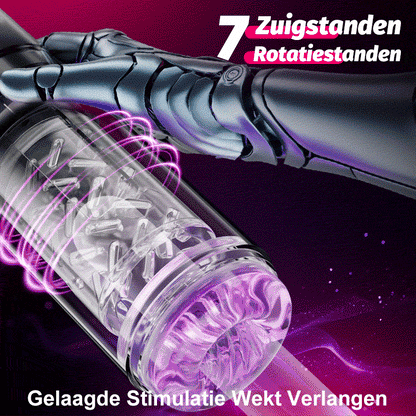 Vortex - 7 Zuigende Dubbele-Temperatuur SPA Boner Vergroter 7 Roterende 360° Massage Masturbator