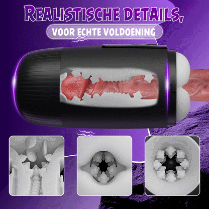 Selena - 8 Tonglikken en Klap Masturbator voor Mannen met 2 Vibratiemotoren en Massage Stroker
