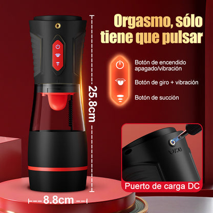 Kiss Mark -9 vibrerende, 9 zuigende, 9 roterende, hoorbare mannelijke masturbators met co