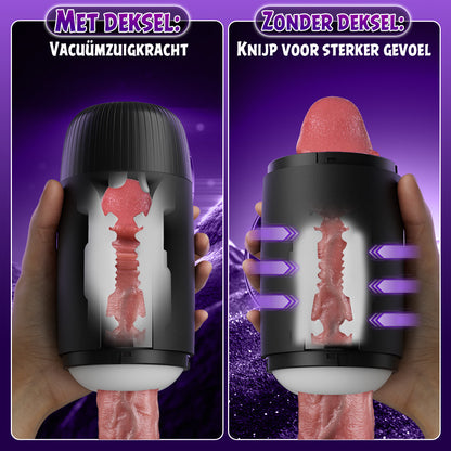Selena - 8 Tonglikken en Klap Masturbator voor Mannen met 2 Vibratiemotoren en Massage Stroker