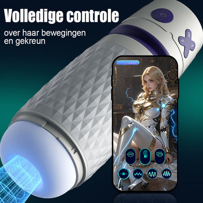 【Inclusief gratis smering】NOVA-Mechanische Mate 3 Zuigen 4 Vibreren APP Gestuurde Mannelijke Masturbator