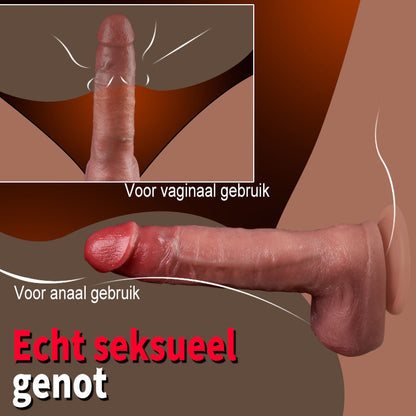Casimir - Realistische siliconen anale dildo van 7,4 inch met verwarmingsfunctie, stoot- en trilmodus, automatisch