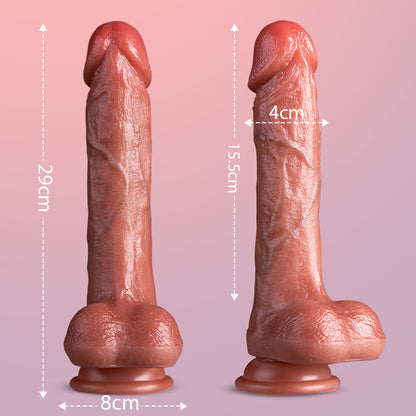 Neil - Realistische Dildo 9 Vibratie 3 Telescopische Schommel  Verwarming 22.5CM