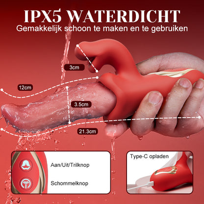 Vesper - Diepe tonglik vibrator voor langdurig plezier met 10 golfbewegingen