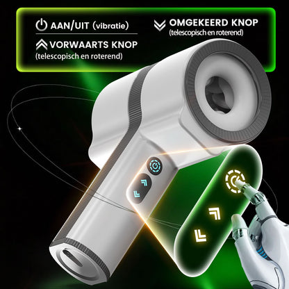 Raiden - Dubbele kop 7 trillingen 5 telescopische rotatie in de hand te houden pijpbeurt masturbatie-apparaat
