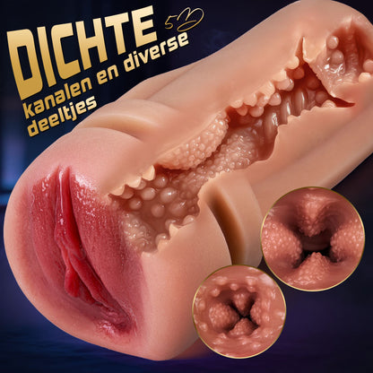 Captain - 5 Zuigen 10 Vibrerende Gesimuleerde Vagina Ingang Mannelijke Masturbatie Cups