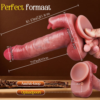 LickMax - UPGRADED 26,5 cm Langere Likkende Verwarmende Stootende Schommelende Levensechte Dildo