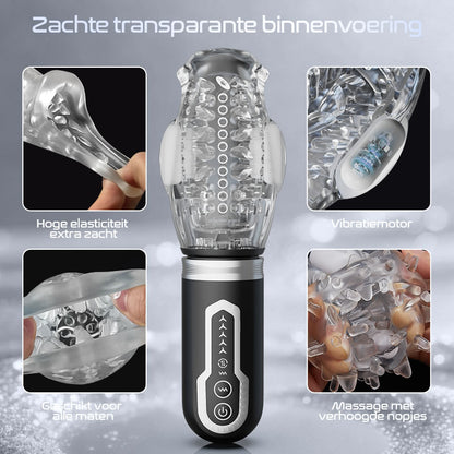 Amber -  7 Vibrerende 5 Roterende Stuwende Pijp Masturbator