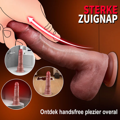 Casimir - Realistische siliconen anale dildo van 7,4 inch met verwarmingsfunctie, stoot- en trilmodus, automatisch
