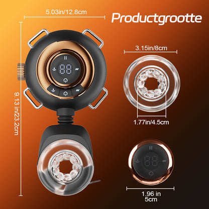 【Flitsverkoop: 30% KORTING】Hazel - Draagbare mannelijke masturbator 3-in-1 met siliconen huls, 9 standen voor stoten, draaien en vibreren