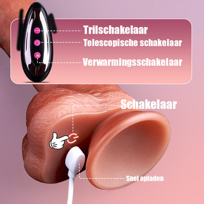 Neil - Realistische Dildo 9 Vibratie 3 Telescopische Schommel  Verwarming 22.5CM