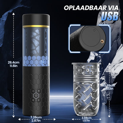 STORM - Bluesea 6 Bi-Directionele Duwende Rotatie Masturbator Met Zuigbasis