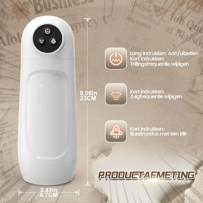 Skyline - 10 Zuigvibraties, Activering Met één knop, App-gestuurde Multi-puntsmassage, Mannelijke Masturbator