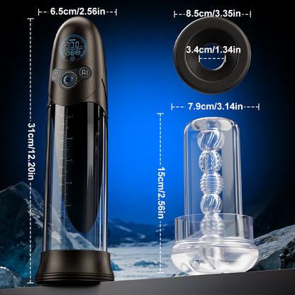 BathFun Pro - AI-drukgestuurde vacuümtrainer met 9 standen, LCD-scherm met realtime drukweergave, 58 dB pomp
