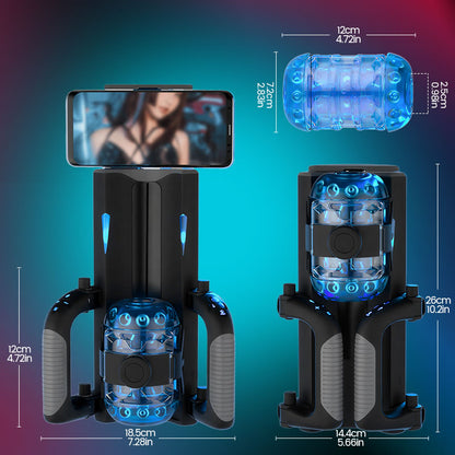 Venom - Lang 12 cm & 700 slagen/min, Telescopisch, Verstelbare Strakheid, Telefoonstandaard, Automatische Masturbator voor Mannen