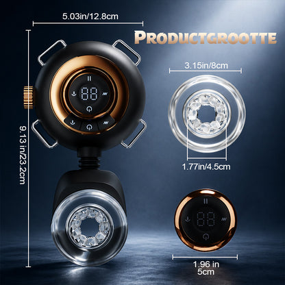 【Flitsverkoop: 30% KORTING】Hazel - Draagbare mannelijke masturbator 3-in-1 met siliconen huls, 9 standen voor stoten, draaien en vibreren