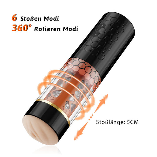 MASTER 6 Telescopische Roterende Handsfree Masturbatie Cup